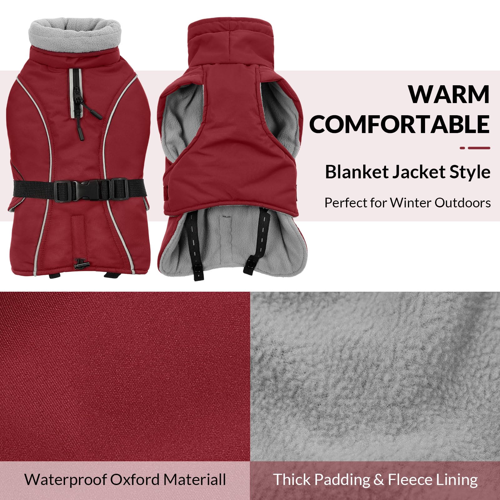 Queenmore capa perro impermeable con reflectores para mayor visibilidad nocturna.