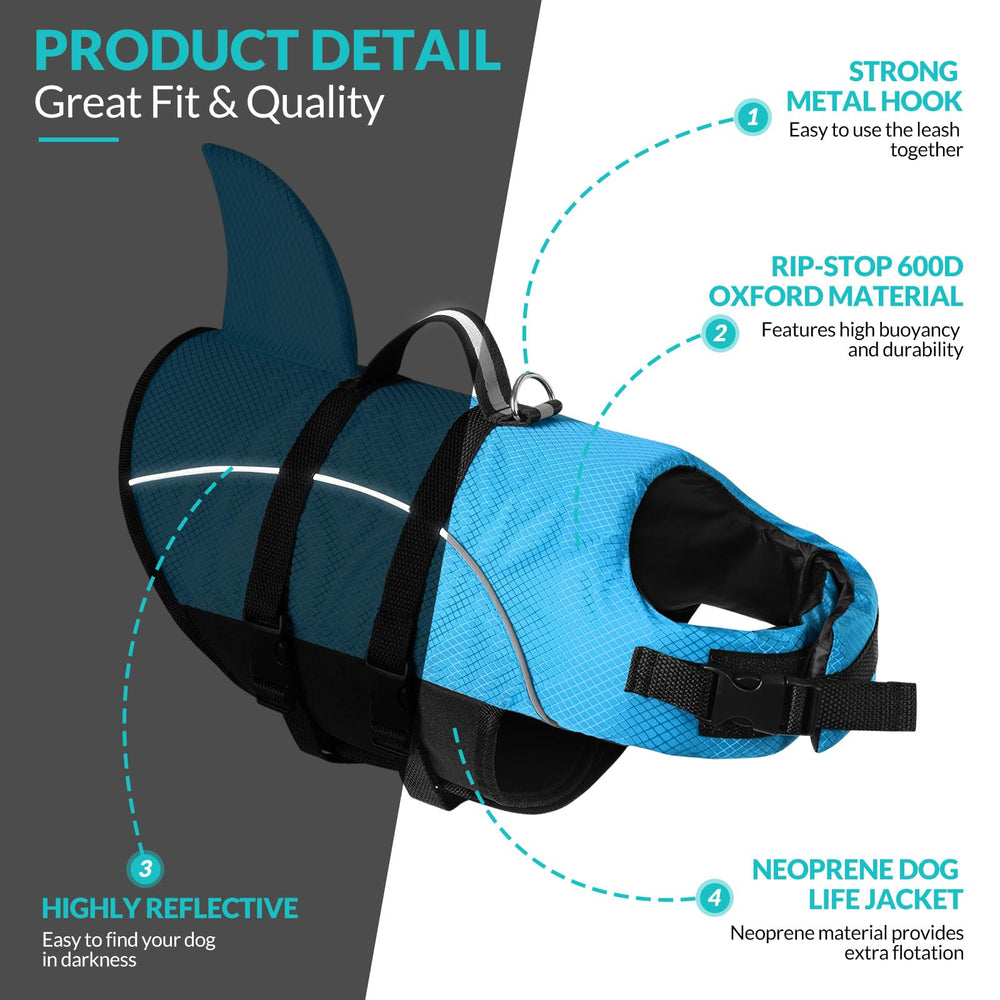 Queenmore chaqueta con diseño tiburón para perro, ideal para nadar con mayor visibilidad.