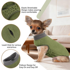 Queenmore chaleco para perro, vista trasera, cobertura del torso sin limitar el movimiento.