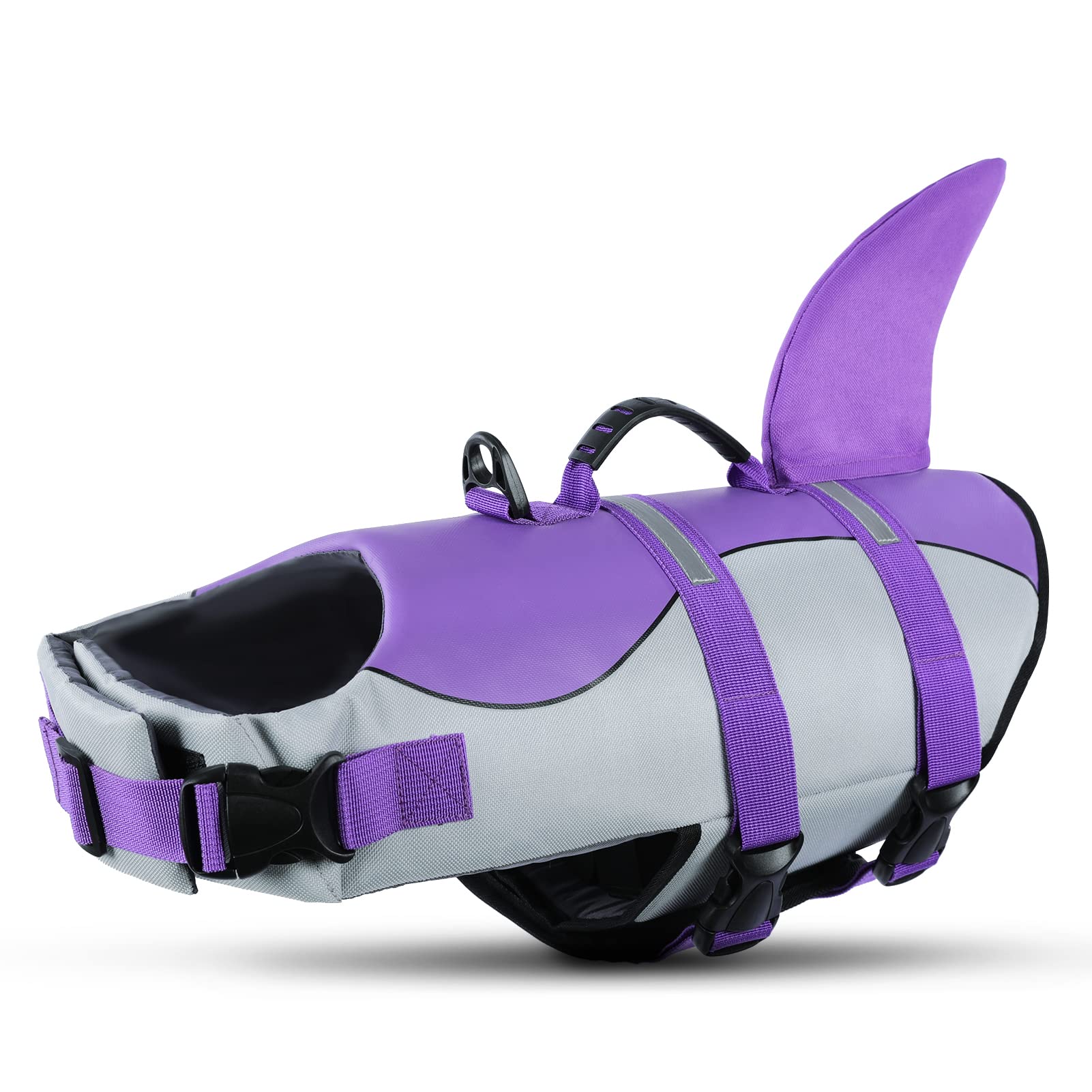 Chaleco Queenmore para perro con manija de rescate, ideal para flotación segura.