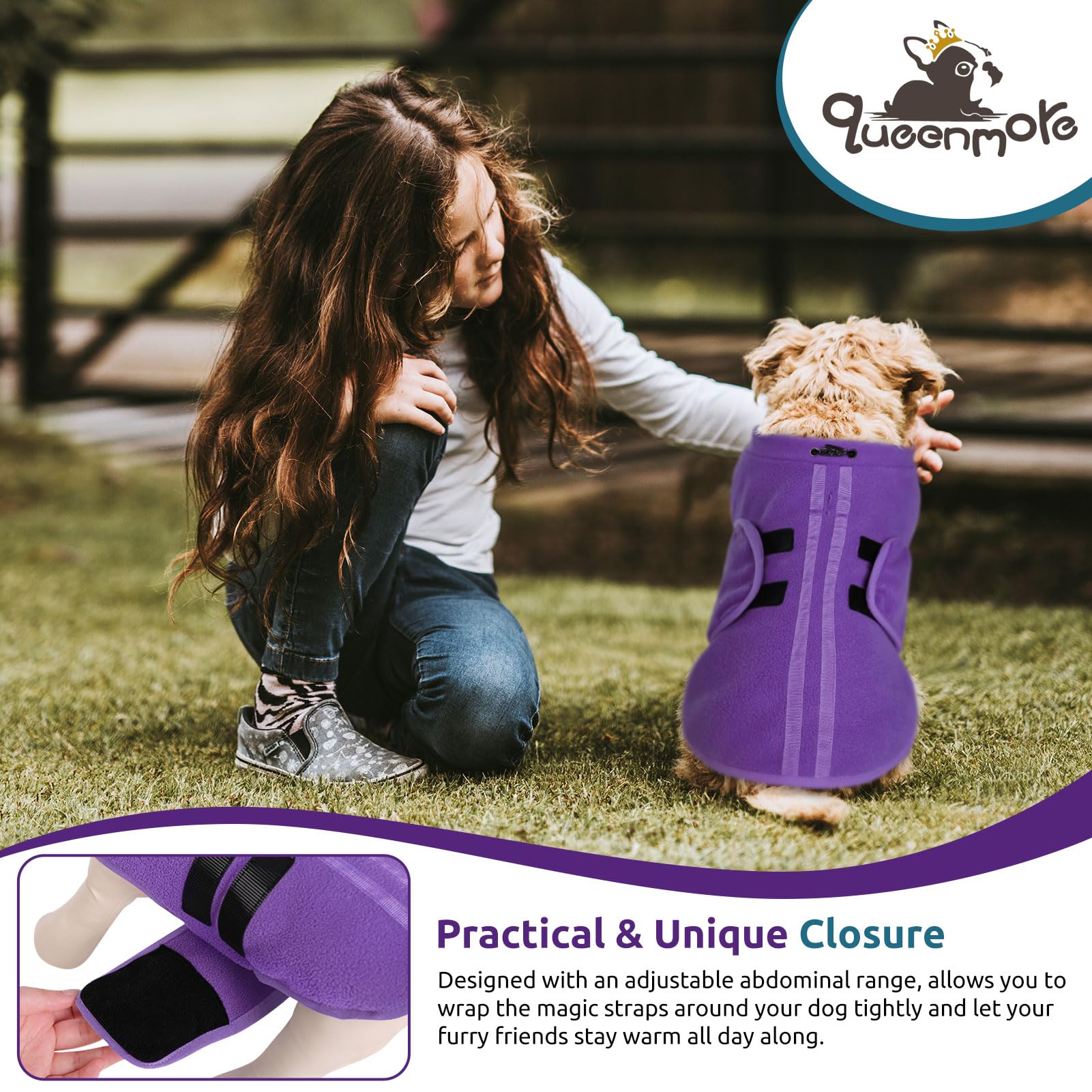 Queenmore chaleco XXS con ajuste abdominal variable para razas pequeñas