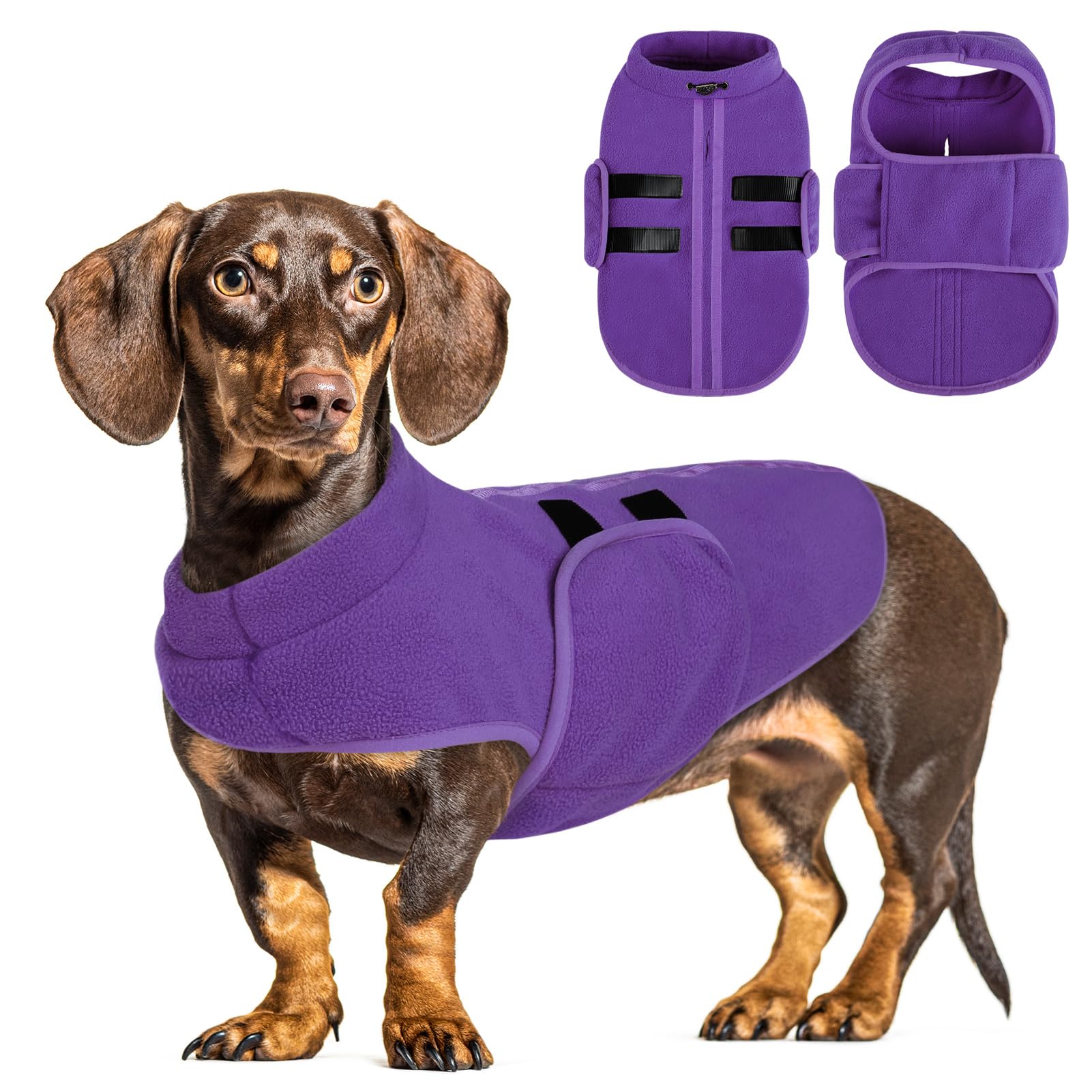 Queenmore chaleco perro XXS lavanda frontal, mantiene al perro cálido y cómodo