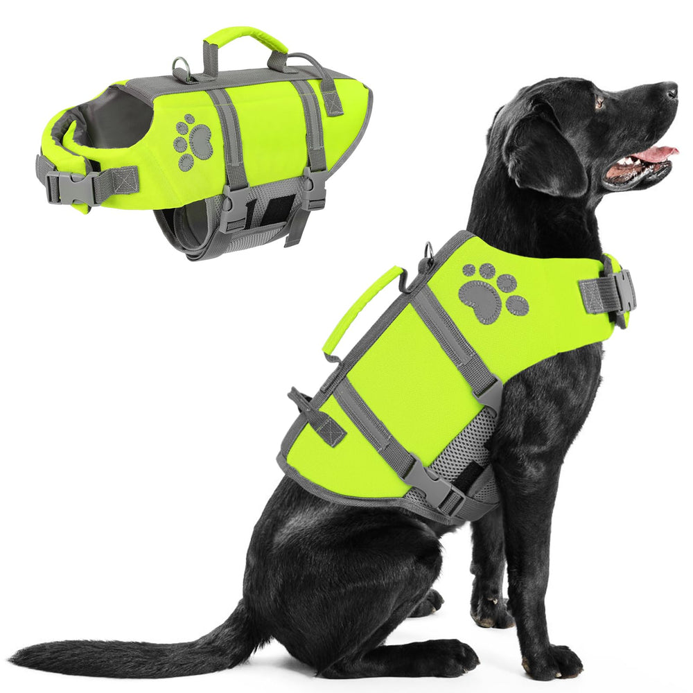 Queenmore chaleco salvavidas para perros frontal ofrece flotación estable.