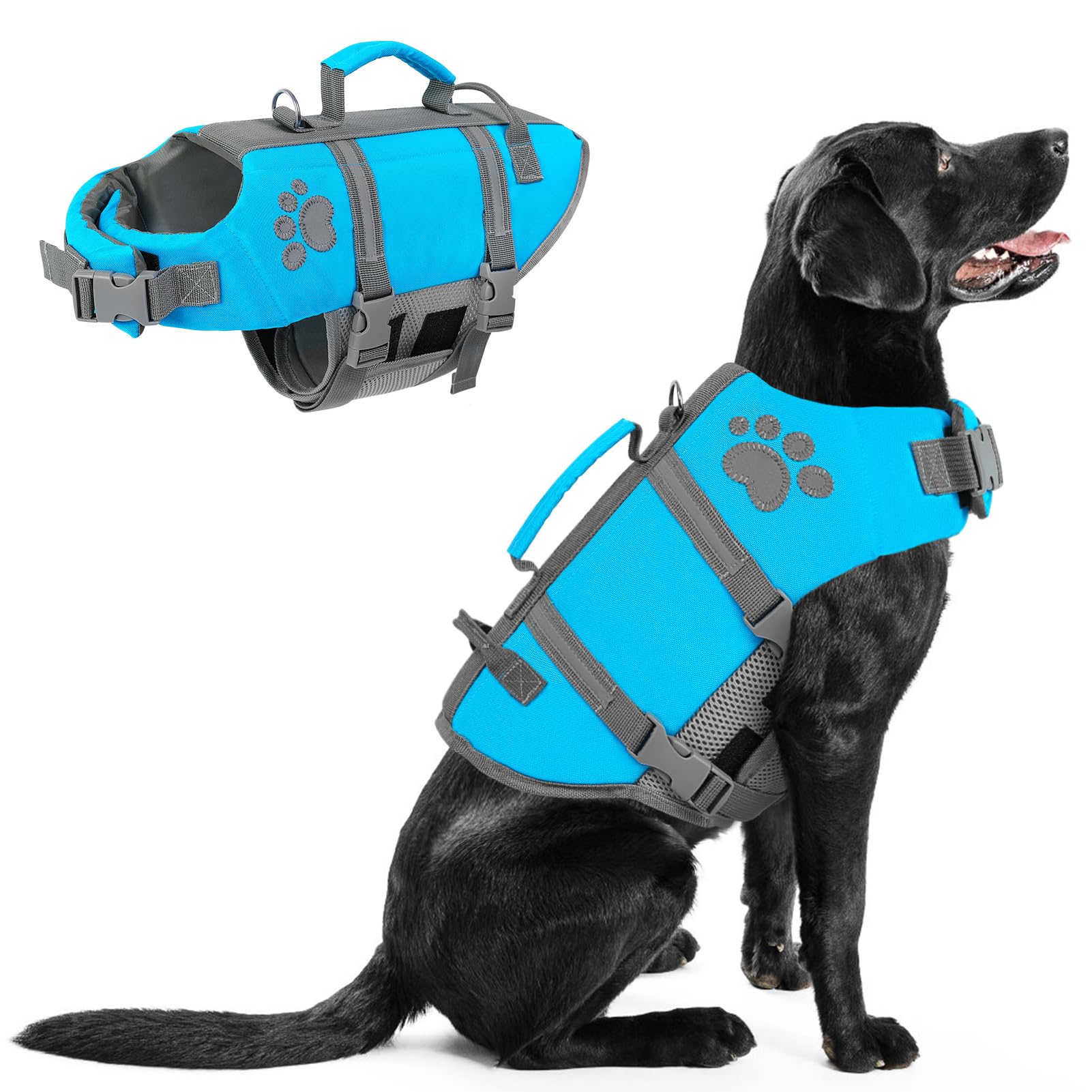 Queenmore chaleco salvavidas para perro grande con asa para rescates seguros