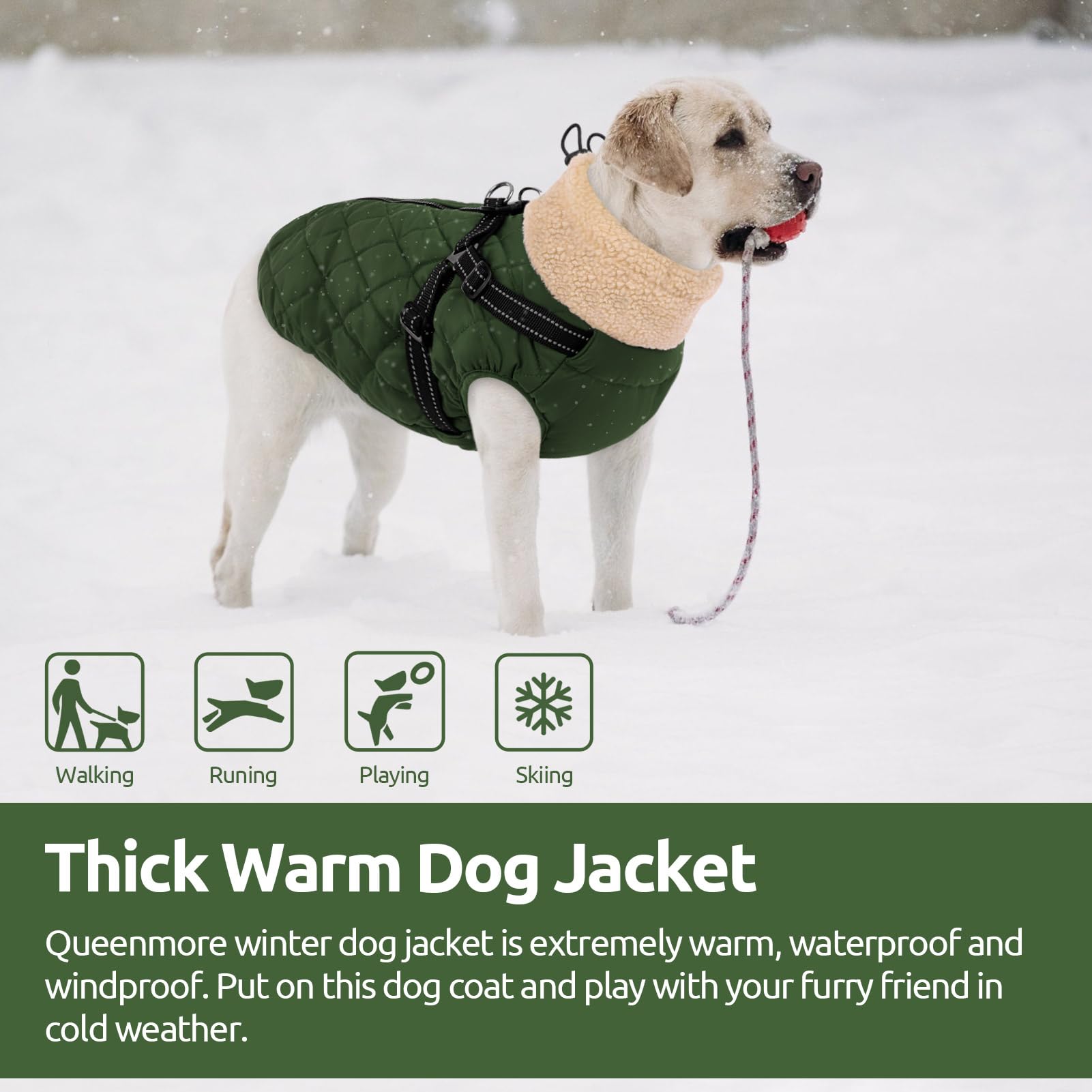 Tejido exterior impermeable de Queenmore, capa resistente a lluvia y nieve.