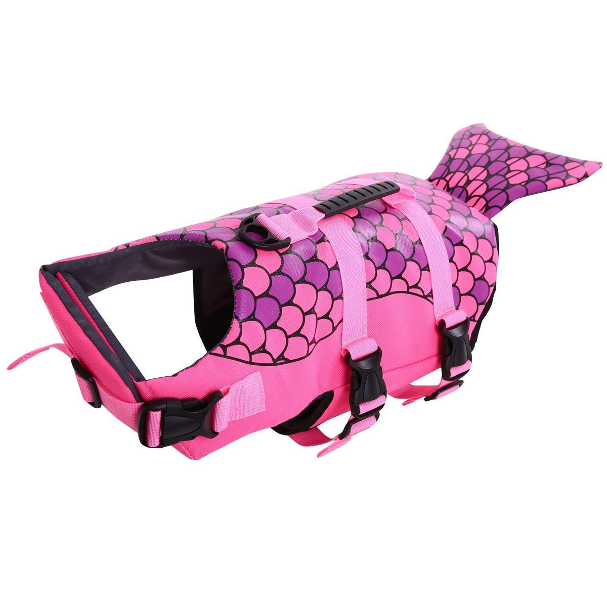 Queenmore chaqueta salvavidas para perro con tiburón rosa, flotación estable para nadar.