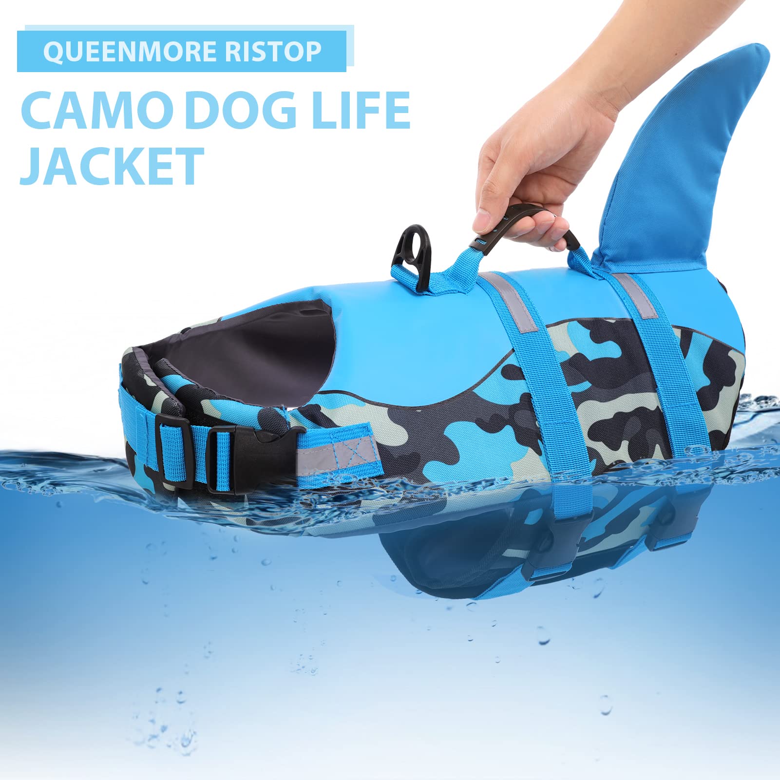 Queenmore diseño azul camuflado ideal para paseos acuáticos con perros