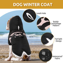 Queenmore jaqueta para perros camuflada en la espalda, ideal para paseos.