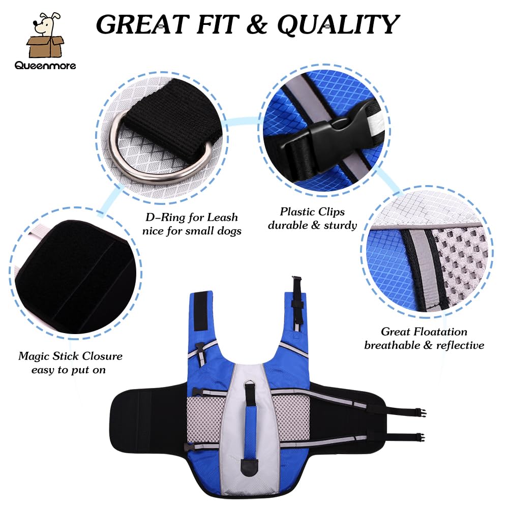 Queenmore chaqueta salvavidas para perros, asa de levantamiento para rescates rápidos.