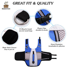Queenmore chaqueta salvavidas para perros, asa de levantamiento para rescates rápidos.