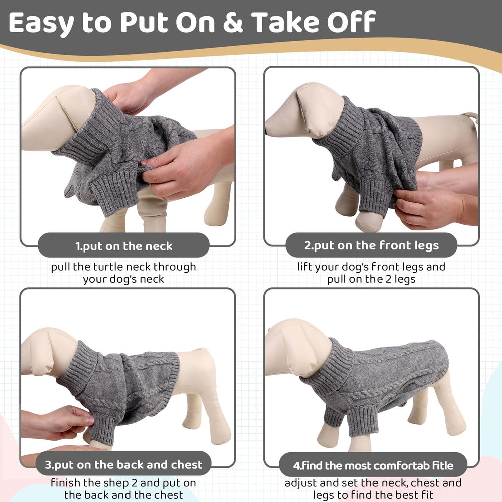 Suéter Queenmore de cuello alto envolvente para perro pequeño, cubre cuello y vientre.