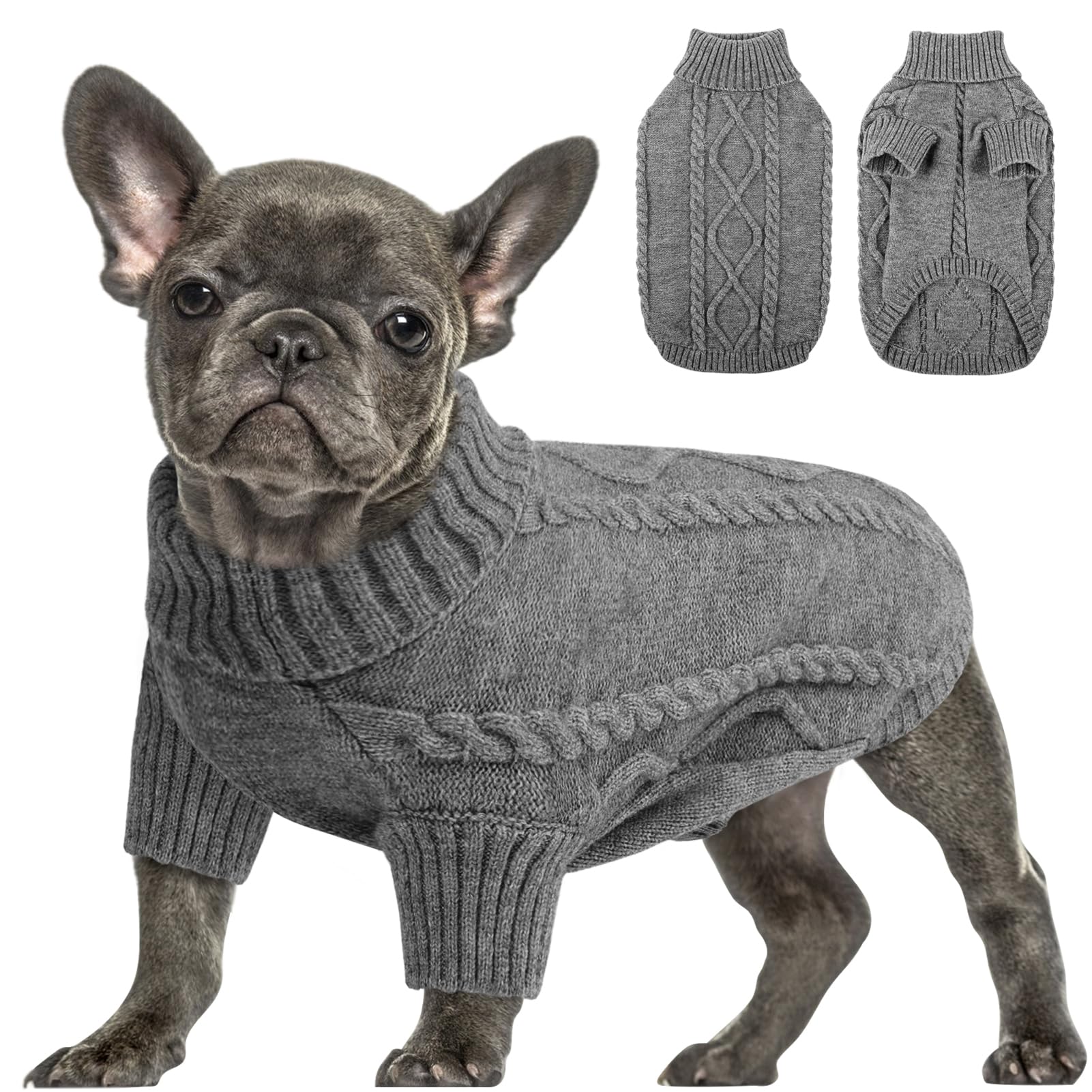 Suéter de punto trenza de Queenmore para perro pequeño, cálido y suave.