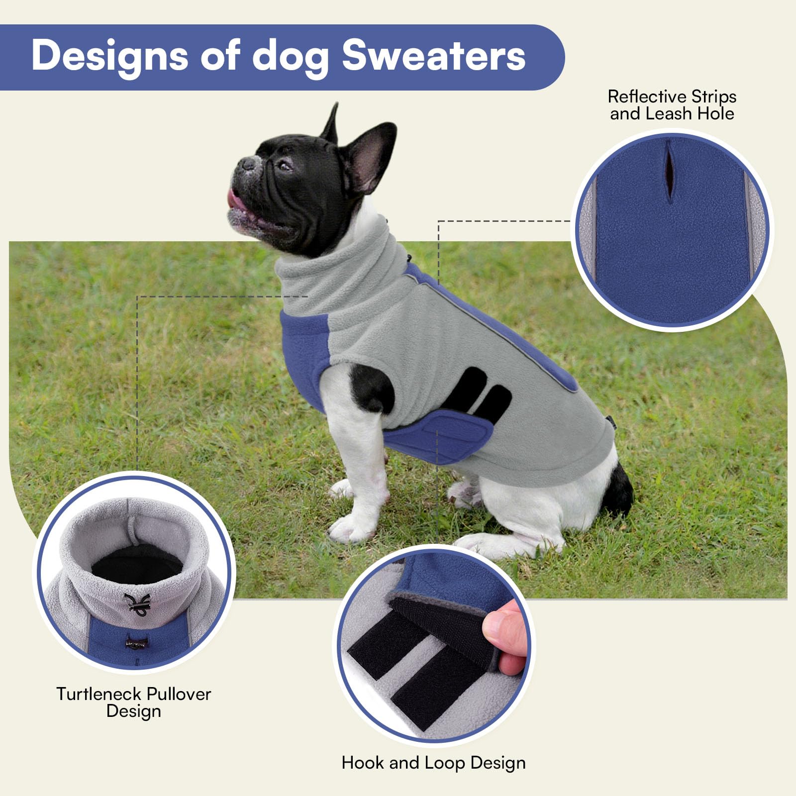 Queenmore sudadera para perro medio, cuello alto para mayor abrigo en frío.