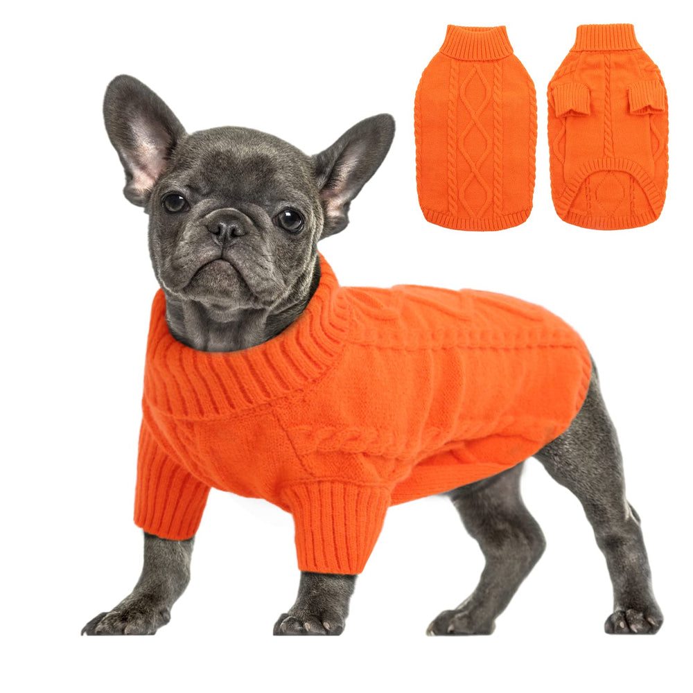Queenmore sudadera para perro pequeño naranja con cuello alto, cálida y cómoda.