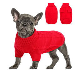 Queenmore suéter punto cable para perro pequeño, rojo, talla grande, tacto suave.