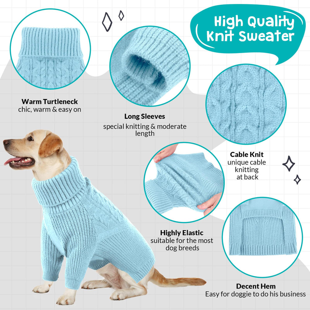 Queenmore suéter para perro azul, tejido suave que conserva el calor en días fríos