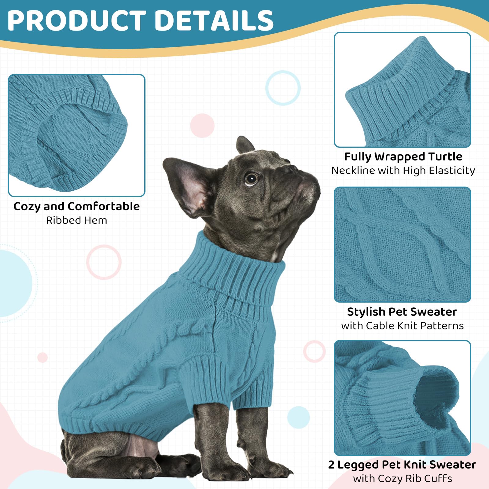 Cuello alto envolvente del suéter Queenmore para perro.