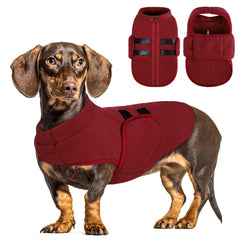 Queenmore suéter para perro pequeño con felpa burdeos, frente cálido.