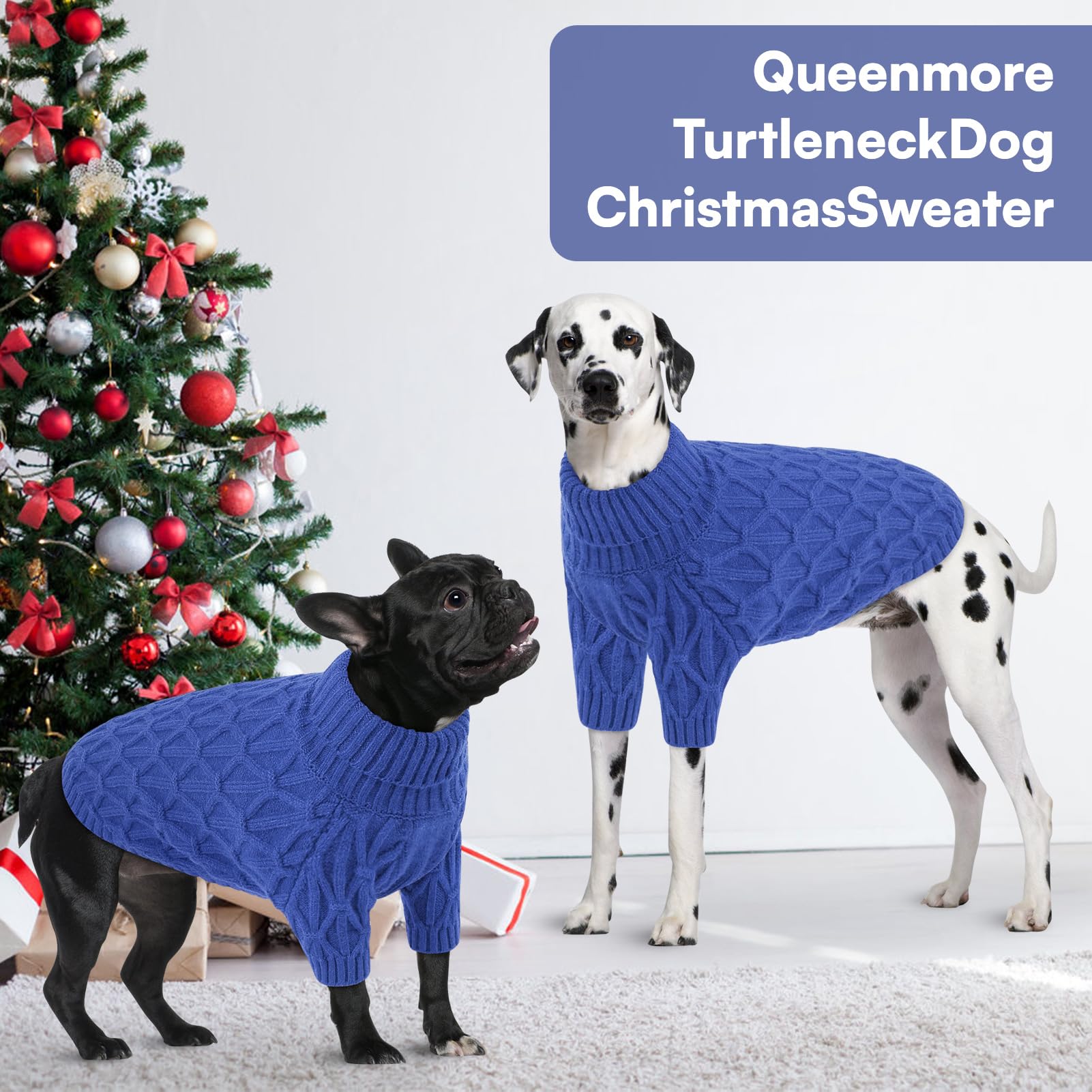 Queenmore suéter para perros, tallas XS-2XL, ajuste cómodo sin restringir movimiento.