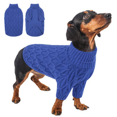 Queenmore suéter para perro con cuello alto, azul real, mantiene cálido.