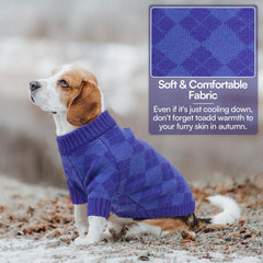 Queenmore XL sudadera para perro, patrón diamante, estilo llamativo para caminatas frías.