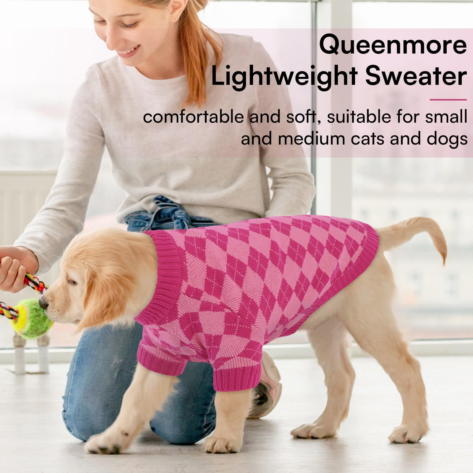 Queenmore XL suéter para perro grande, ajuste cómodo basado en medidas del pecho.