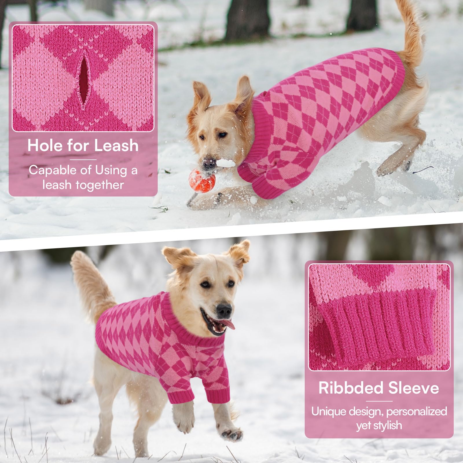 Queenmore XL suéter para perro grande con cuello elástico, puesta rápida y sin estrés.