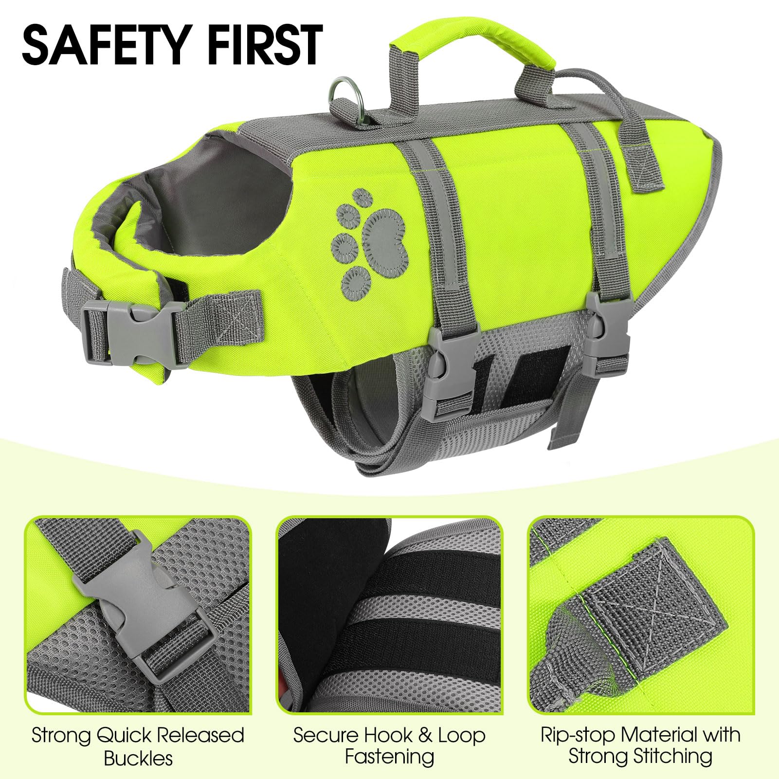 Queenmore XS chaleco salvavidas para perro, vista lateral, ajuste cómodo