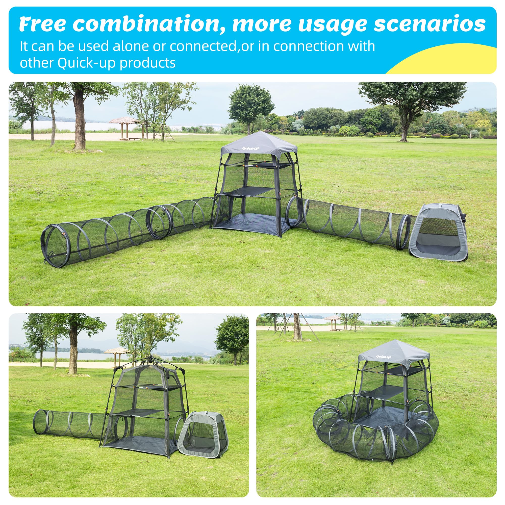 QUICK-UP Catio cubo-juego con múltiples usos para mascotas felices