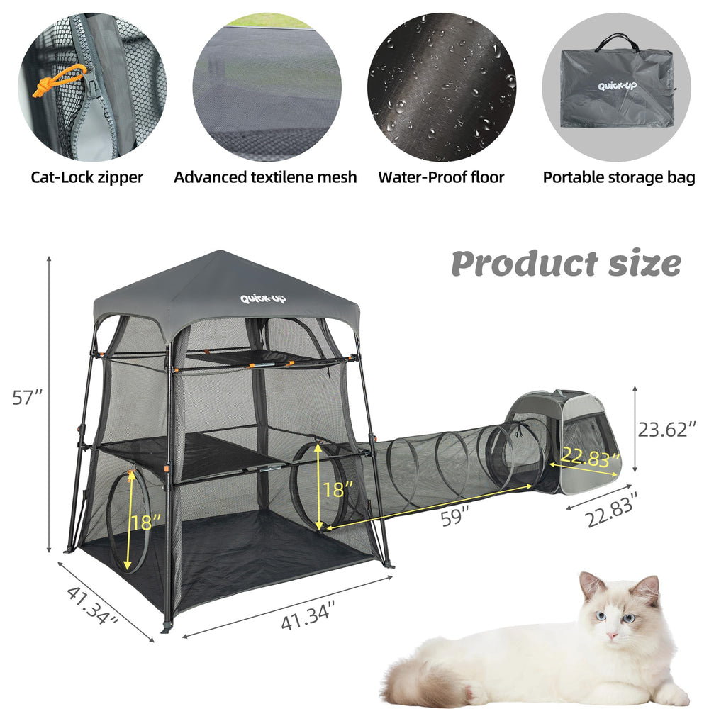 QUICK-UP Catio uso-interior-exterior con malla transpirable para comodidad