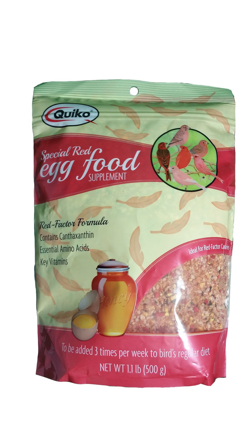Quiko Especial Alimento de Huevo Rojo para aves, sabor natural, huevos reales y miel