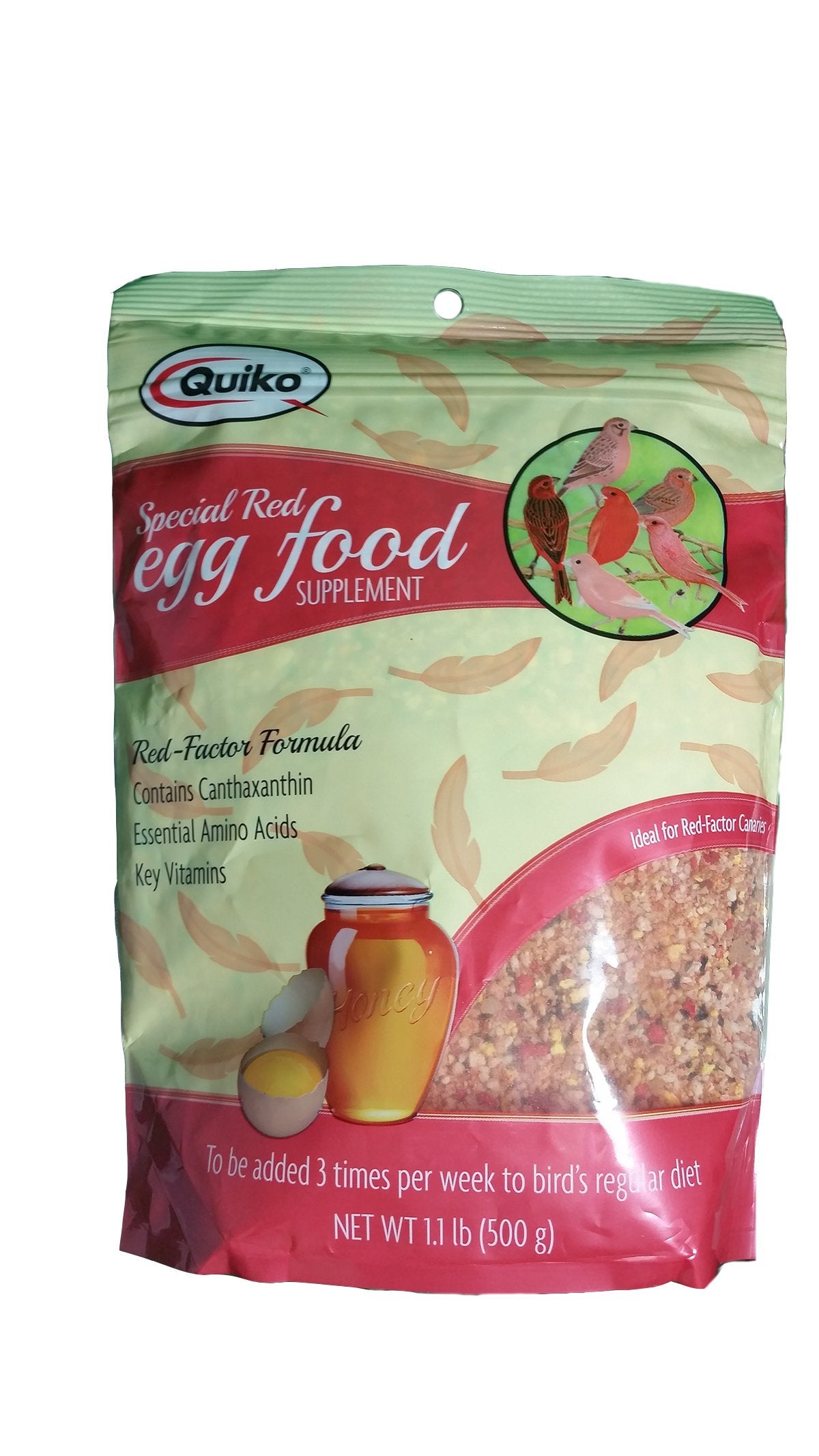 Quiko Especial Alimento de Huevo Rojo para aves, sabor natural, huevos reales y miel