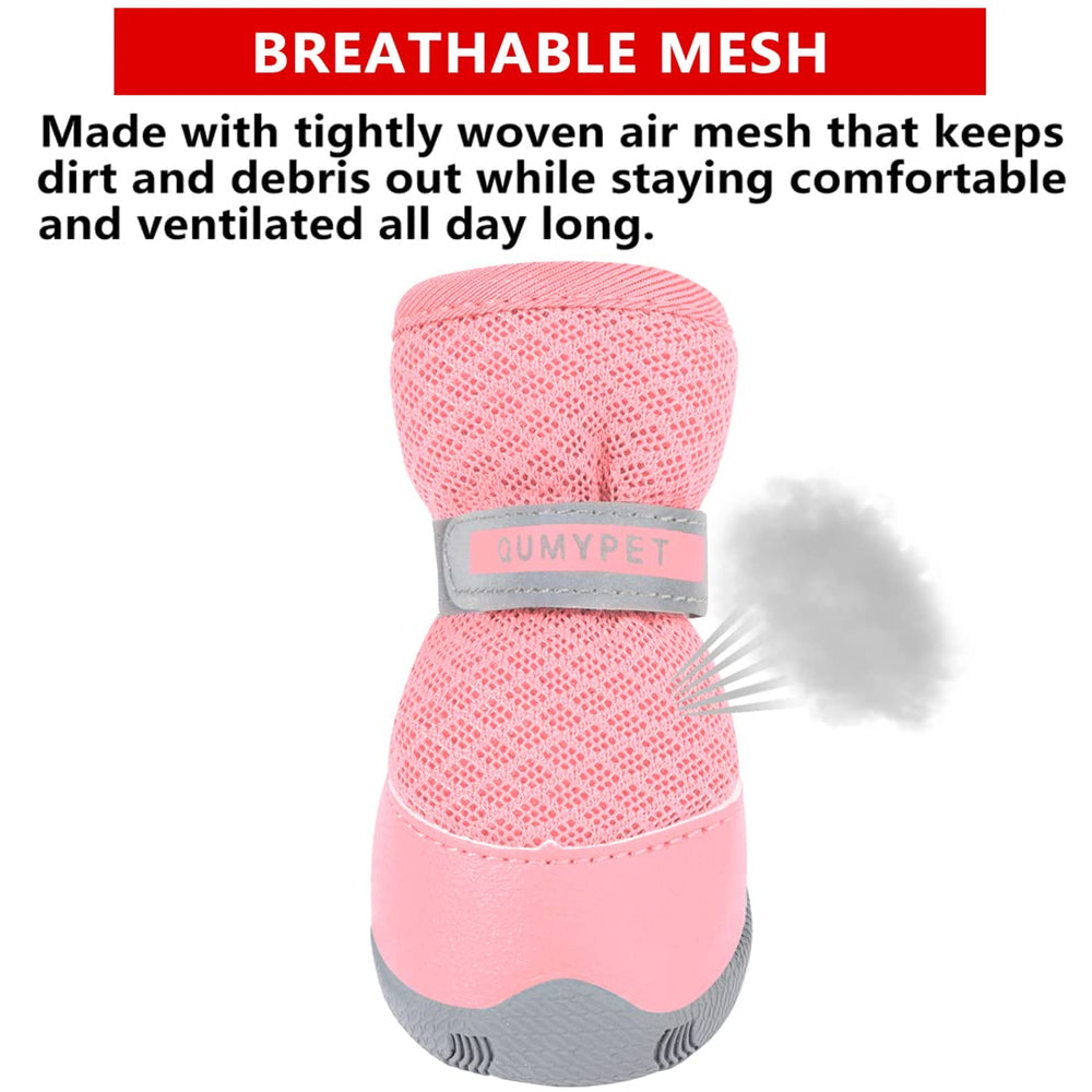 QUMY botas para perro rosa con malla transpirable, ventilación y menor suciedad