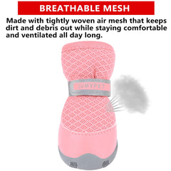 QUMY botas para perro rosa con malla transpirable, ventilación y menor suciedad