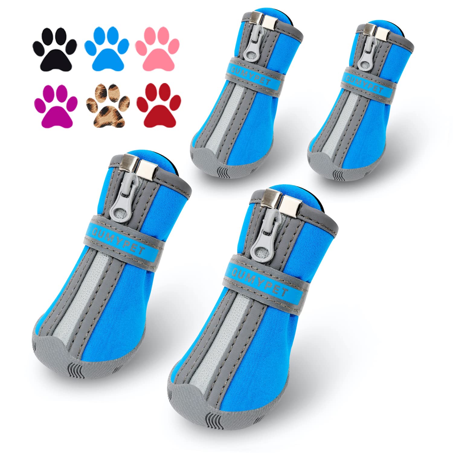 Zapatos QUMY para perro pequeño azul talla 4, ideales para uso diario.