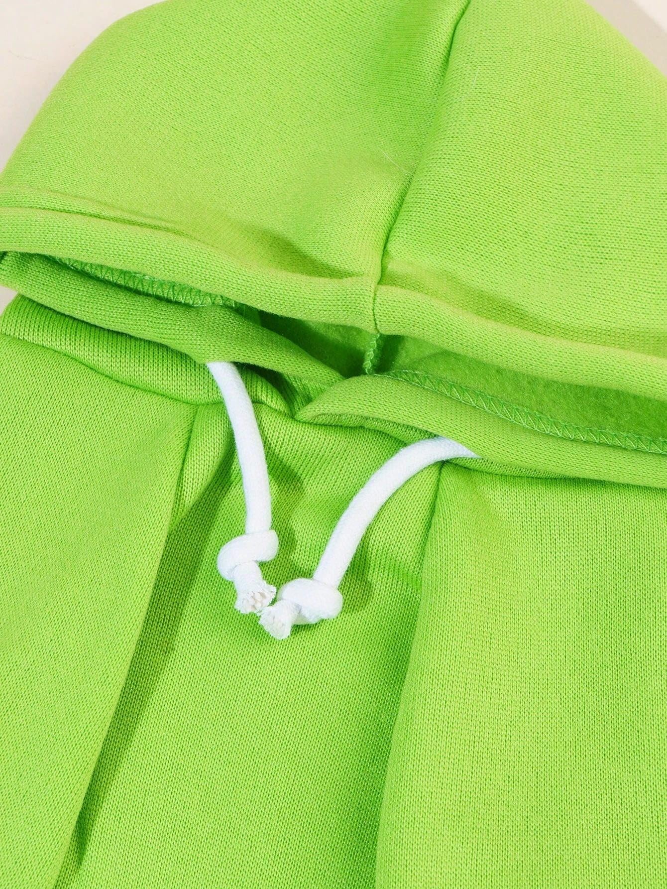 QWINEE Basic sudadera para gato verde, detalle capucha.