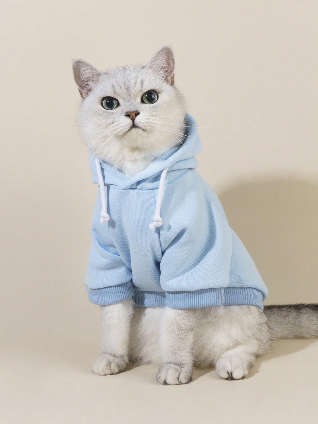 QWINEE sudadera para perros y gatos, azul claro, talla pequeña, diseño cómodo para salidas diarias