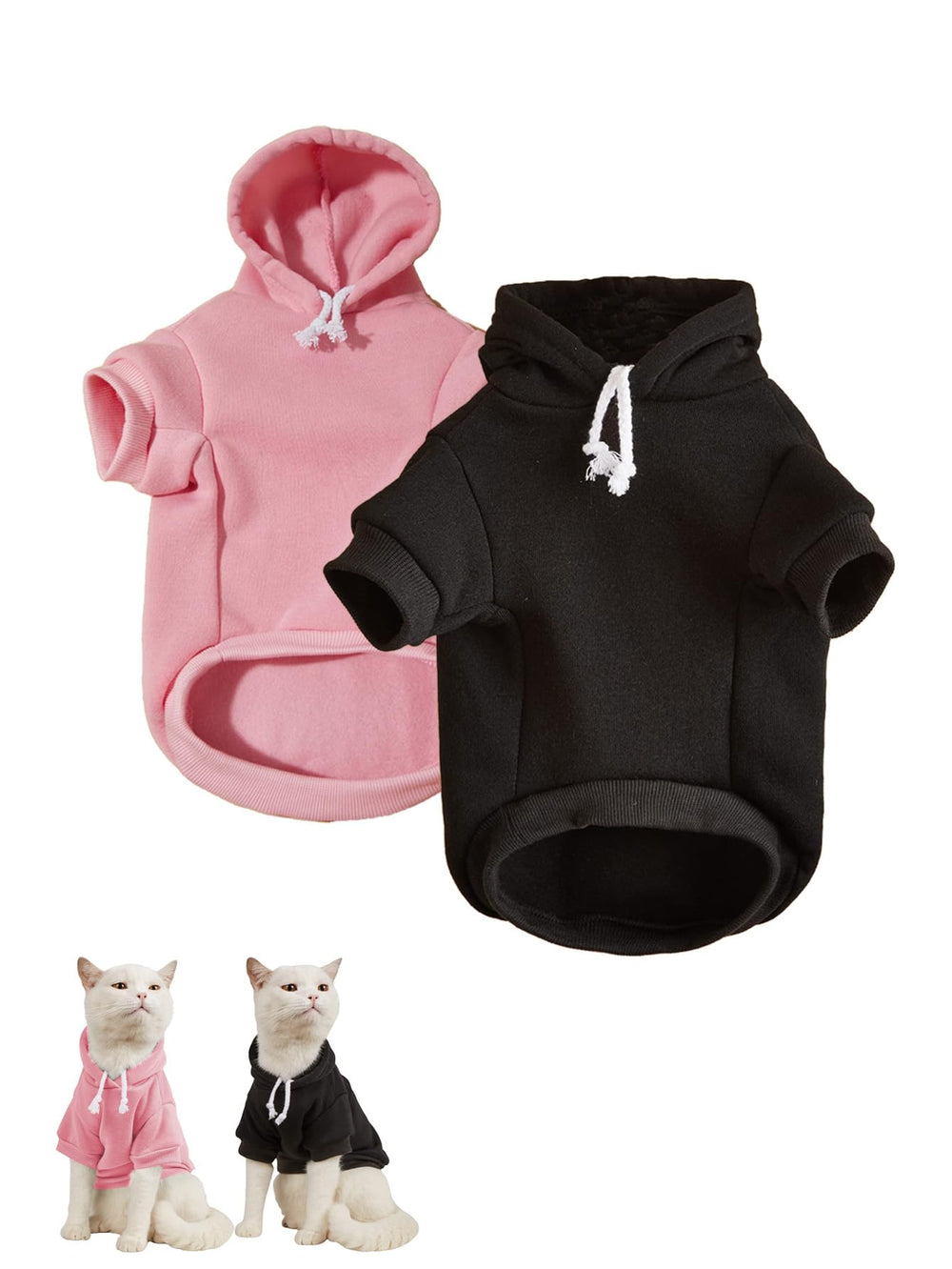 Sudadera QWINEE para perros en negro y rosa, vista frontal, cálida y cómoda.