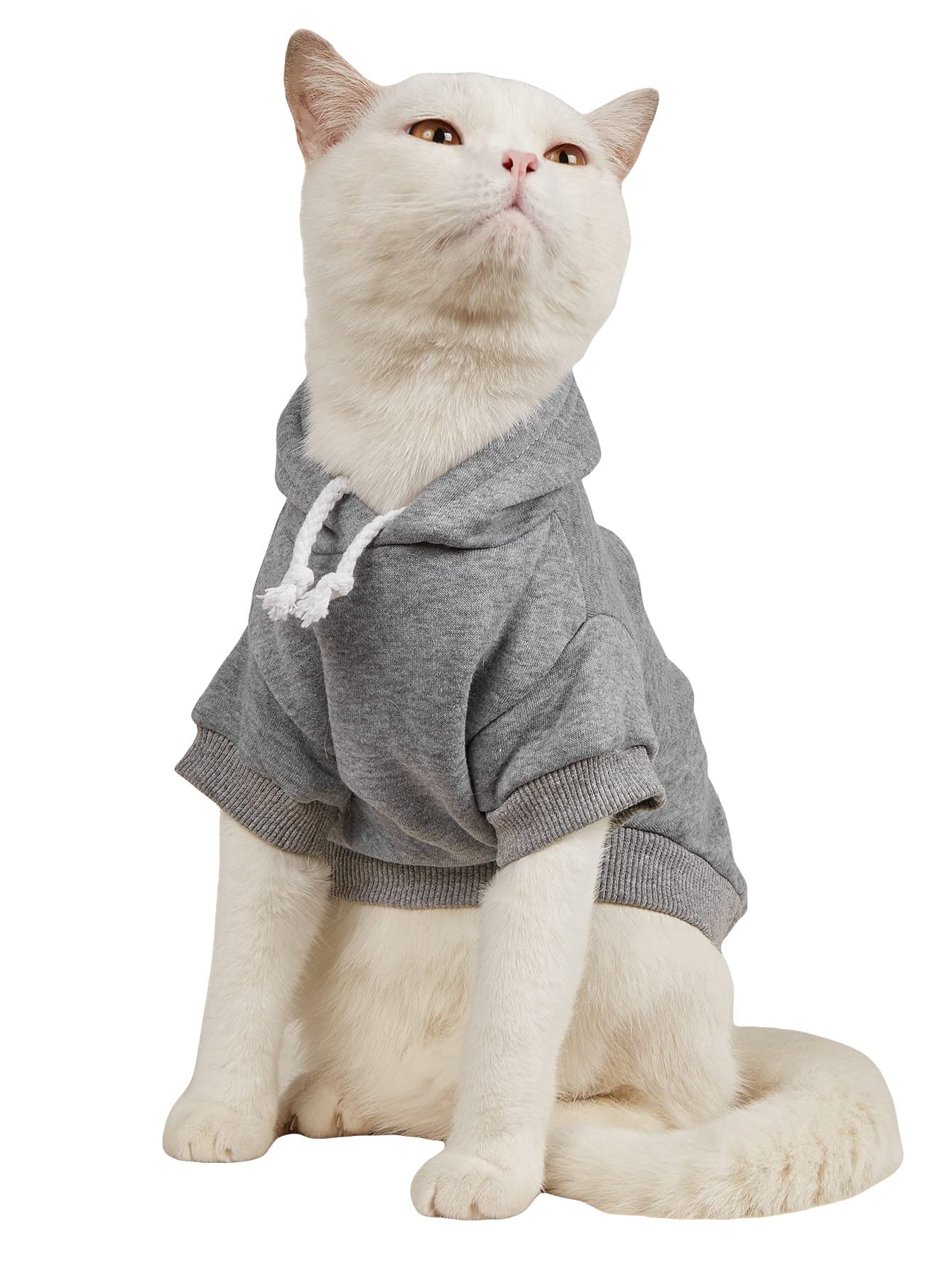 Sudadera QWINEE para perro con capucha gris, ideal para abrigar tu mascota al salir.