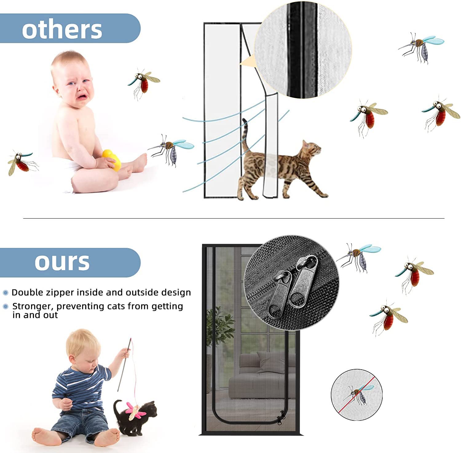 Diseño en U para aberturas entre habitaciones con seguridad.