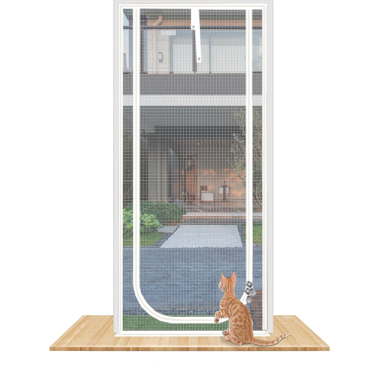 QWR Puerta malla para gatos reforzada para uso diario y ventilación interior.
