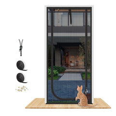 Puerta de malla para gatos QWR reforzada, mejora ventilación y seguridad.