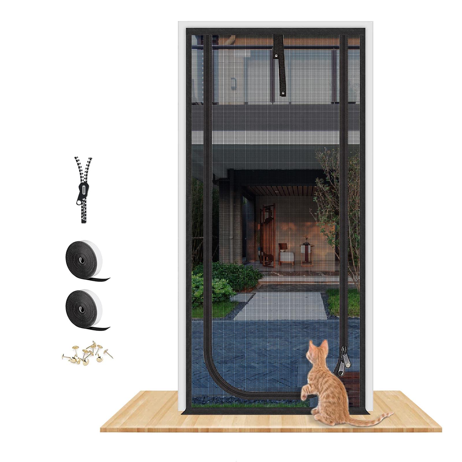 QWR puerta mosquitera para gatos reforzada mantiene interiores seguros y ventilados