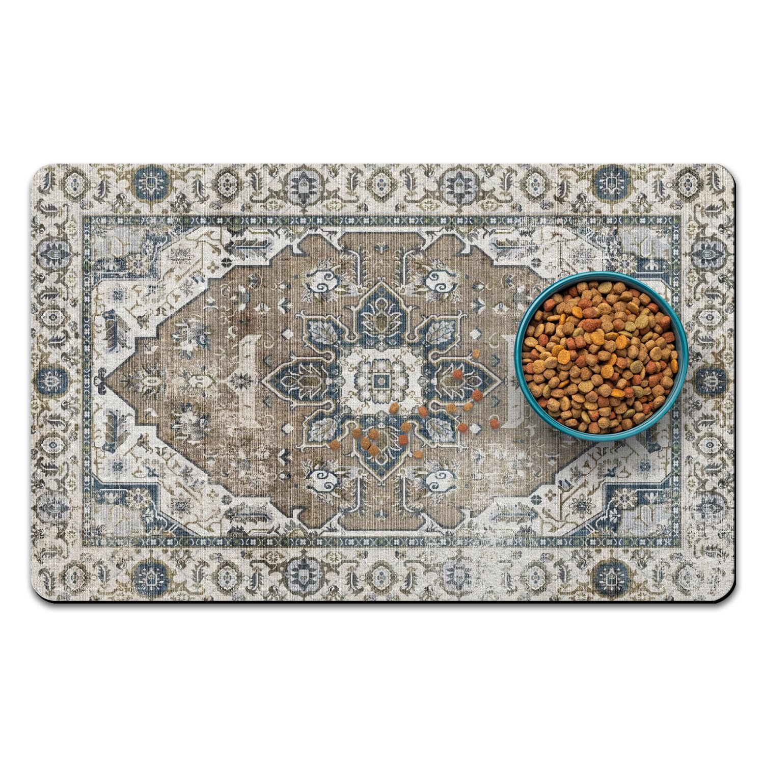 Alfombrilla QXWREL para comida de perro que absorbe líquidos y se seca rápido.