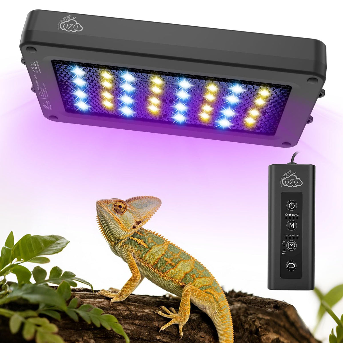 Lámpara QZQ UVB 24W para reptiles, iluminación diurna y actividad.