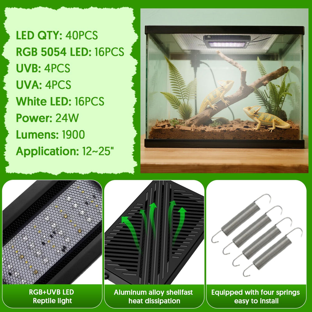 QZQ parámetros: 24W y 1900 lúmenes para reptiles.