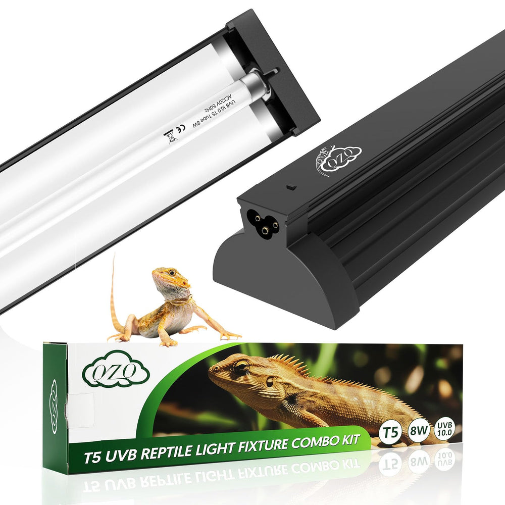 Luminaria QZQ T5 UVB para reptiles con reflector curvado para mayor distribución UVB