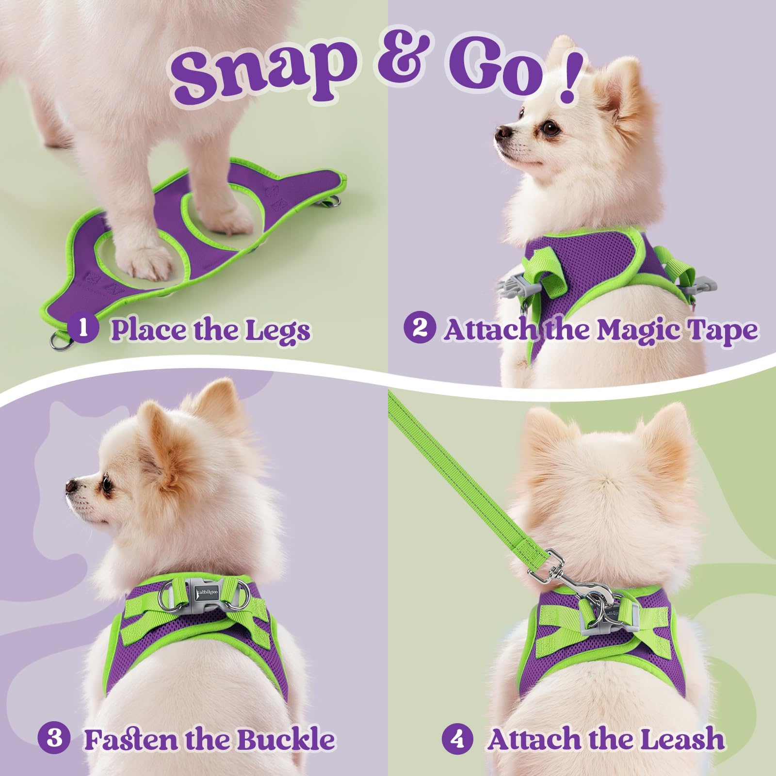 Arnés Rabbitgoo para perros pequeños, dorso reflectante para mayor seguridad en la oscuridad.