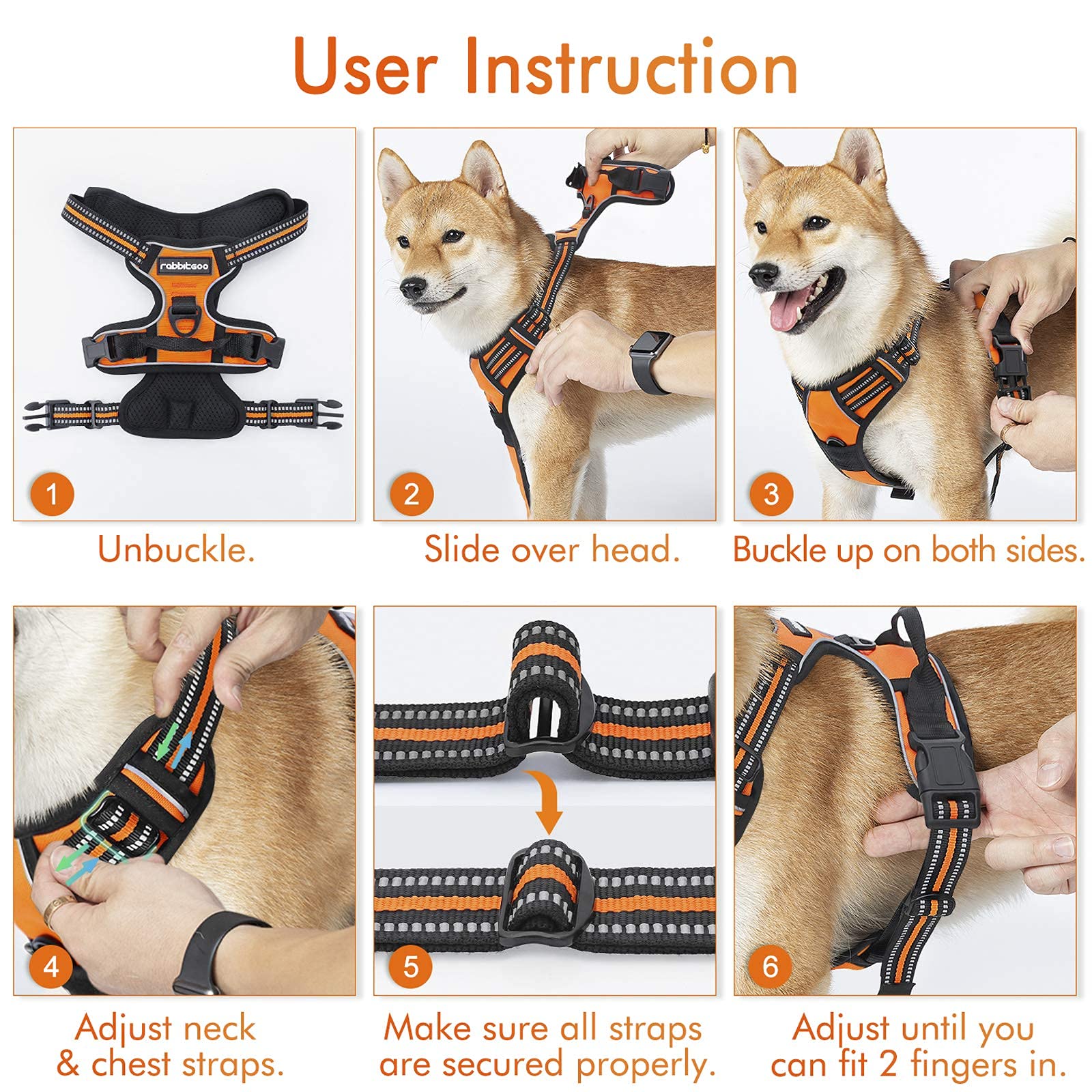 Rabbitgoo arnés para uso diario, seguridad y confort en paseos.