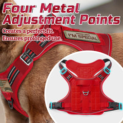 rabbitgoo arnés táctico para perro grande, vista dorsal, ajuste cómodo para entrenamiento y caminatas